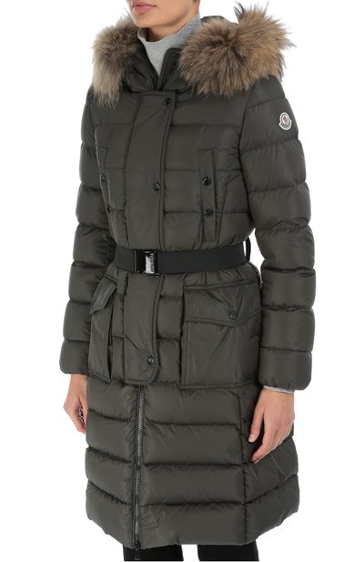 Удлиненный пуховик с меховой отделкой капюшона и поясом MONCLER, арт. B2-093-49884-25-68065, фото 3