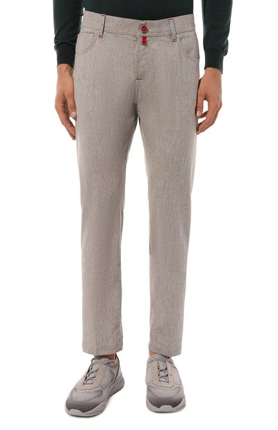 Шерстяные брюки KITON светло-серого цвета по цене 152500 руб., арт. UPNJSK0123E01, фото 3 Шерстяные брюки KITON, арт. UPNJSK0123E01, фото 3