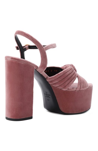 Бархатные босоножки crasher 125 VALENTINO темно-розового цвета по цене 145500 руб., арт. 8W2S0NS1/WPJ, фото 5 Бархатные босоножки crasher 125 VALENTINO, арт. 8W2S0NS1/WPJ, фото 5