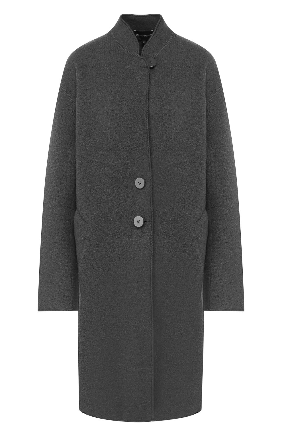 Пальто из смеси шерсти и хлопка EMPORIO ARMANI серого цвета по цене 59200 руб., арт. 6G2LT2/2M11Z, фото 1 Пальто из смеси шерсти и хлопка EMPORIO ARMANI, арт. 6G2LT2/2M11Z, фото 1