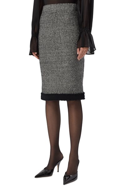 Твидовая юбка NINA RICCI серого цвета по цене 69950 руб., арт. 26AMJU002/ML0615, фото 3 Твидовая юбка NINA RICCI, арт. 26AMJU002/ML0615, фото 3