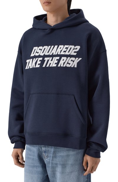 Хлопковое худи DSQUARED2 темно-синего цвета по цене 78700 руб., арт. S71GU0779/D25007, фото 3 Хлопковое худи DSQUARED2, арт. S71GU0779/D25007, фото 3