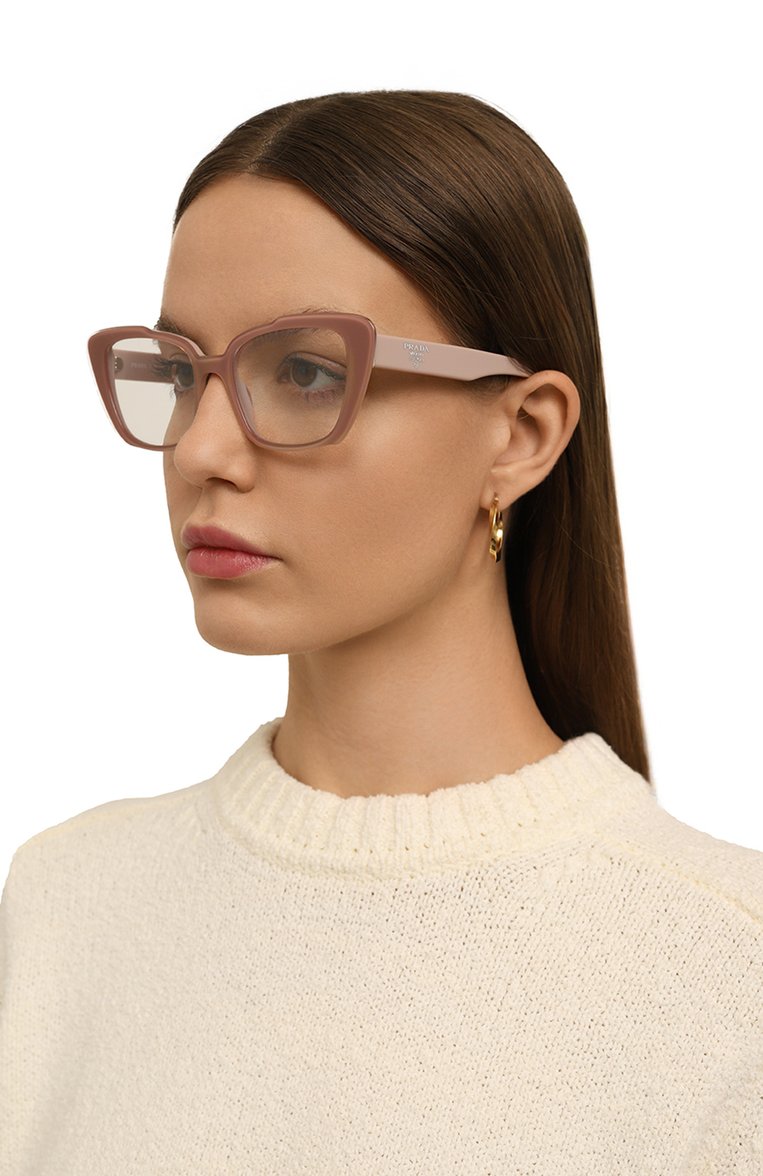 Женские оправа PRADA розового цвета, арт. 01YV-07V101 | Фото 2 (Нос: Не проставлено; Региональные ограничения белый список (Axapta Mercury): Не проставлено; Материал: Пластик; Тип очков: Оправа; Оптика Гендер: оптика-женское; Очки форма: Квадратные)