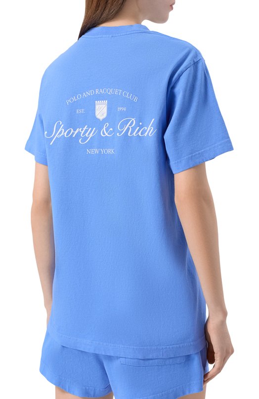 Хлопковая футболка Sporty and Rich T0043621306BL102 Голубой  T0043621306BL102 Фото 4