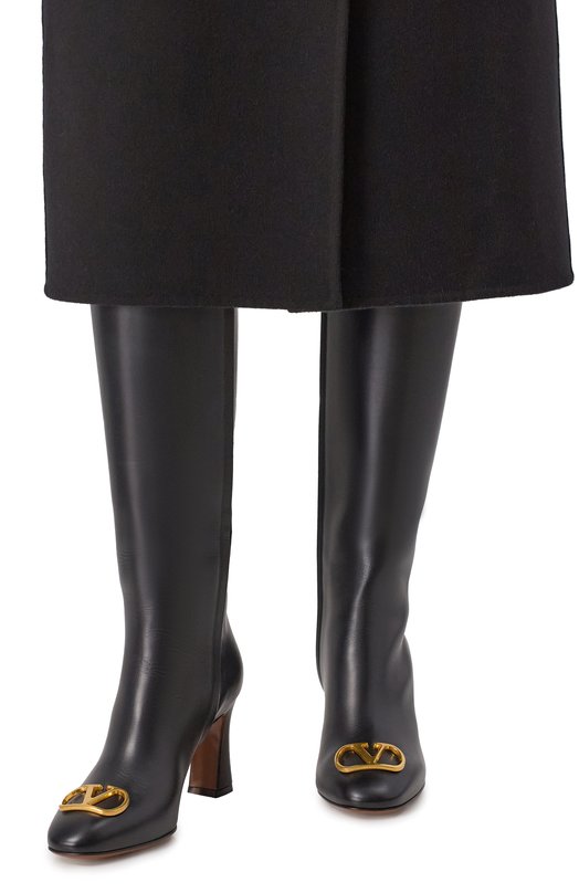 Кожаные сапоги VLogo Signature Valentino 7W2S0ML1/DSH Чёрный  7W2S0ML1/DSH Фото 2