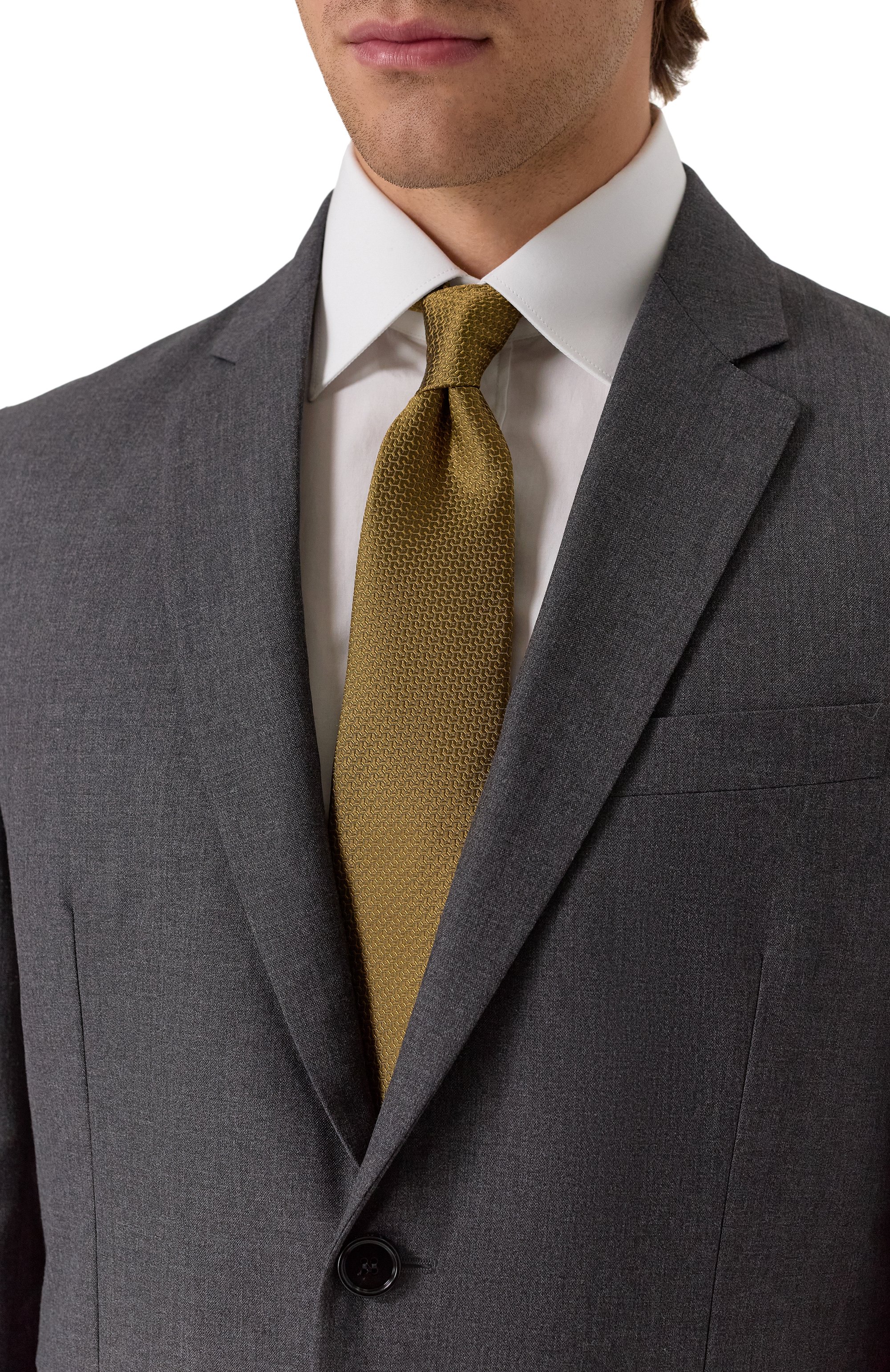 Шелковый галстук CANALI золотого цвета по цене 21000 руб., арт. 18/HJ04330, фото 2 Шелковый галстук CANALI, арт. 18/HJ04330, фото 2