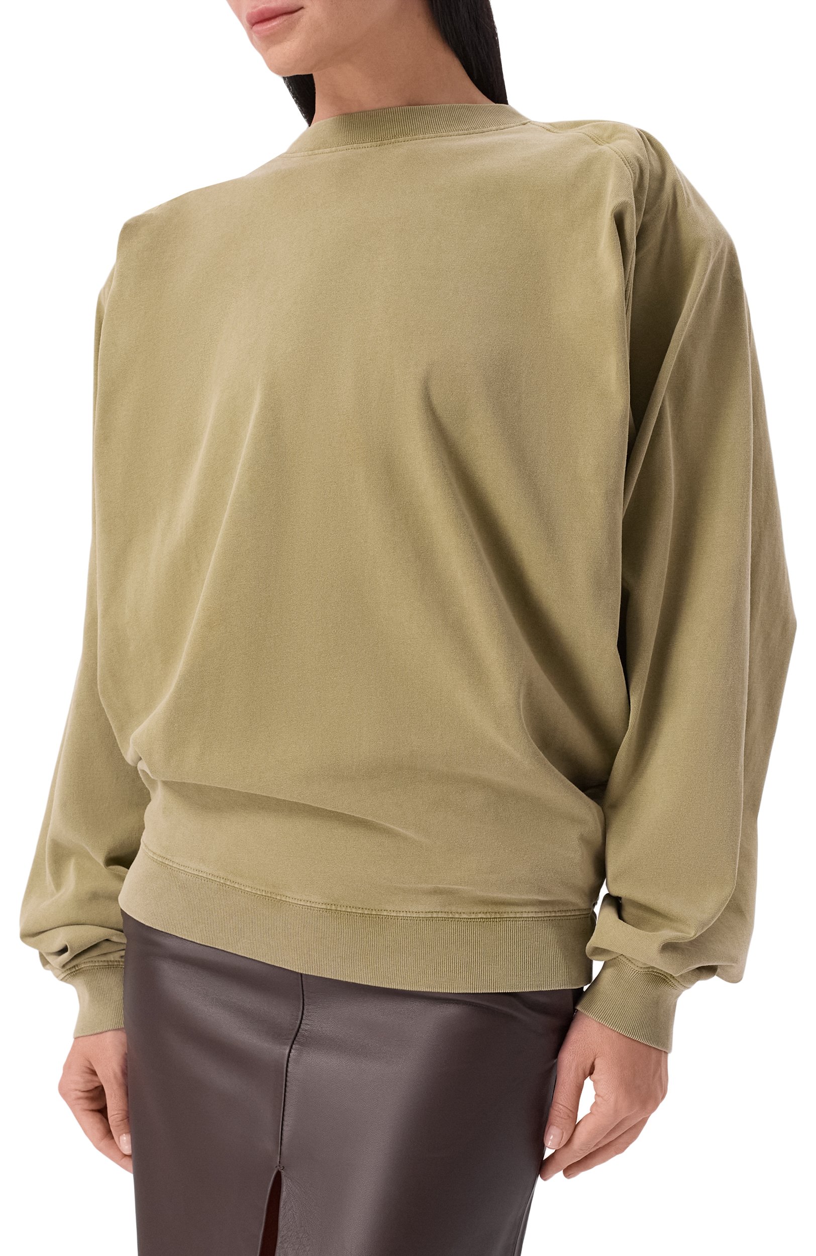Хлопковый свитшот MUGLER хаки цвета по цене 55600 руб., арт. 26F3TS01306032, фото 3 Хлопковый свитшот MUGLER, арт. 26F3TS01306032, фото 3