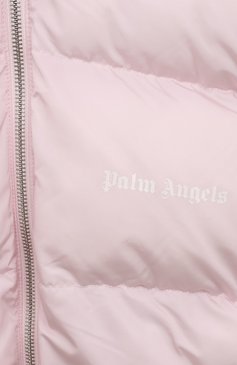 Детского утепленная куртка PALM ANGELS светло-розового цвета, арт. PGEJ002F23FAB002 | Фото 3 (Рукава: Длинные; Материал внешний: Синтетический материал; Материал сплава: Проставлено; Материал подклада: Синтетический материал; Драгоценные камни: Проставлено)