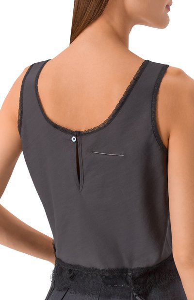 Топ из вискозы и хлопка MM6 темно-серого цвета по цене 54500 руб., арт. S52NC0357/M35731, фото 5 Топ из вискозы и хлопка MM6, арт. S52NC0357/M35731, фото 5