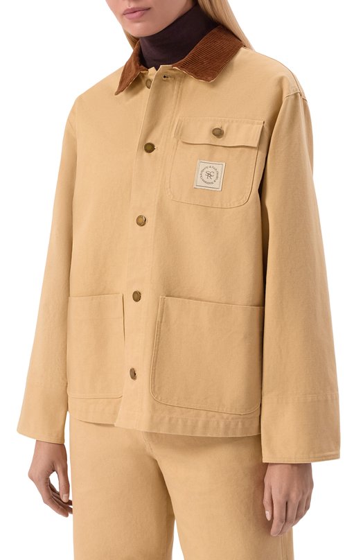 Хлопковая куртка Sporty and Rich JA06565305BE09 Бежевый  JA06565305BE09 Фото 3