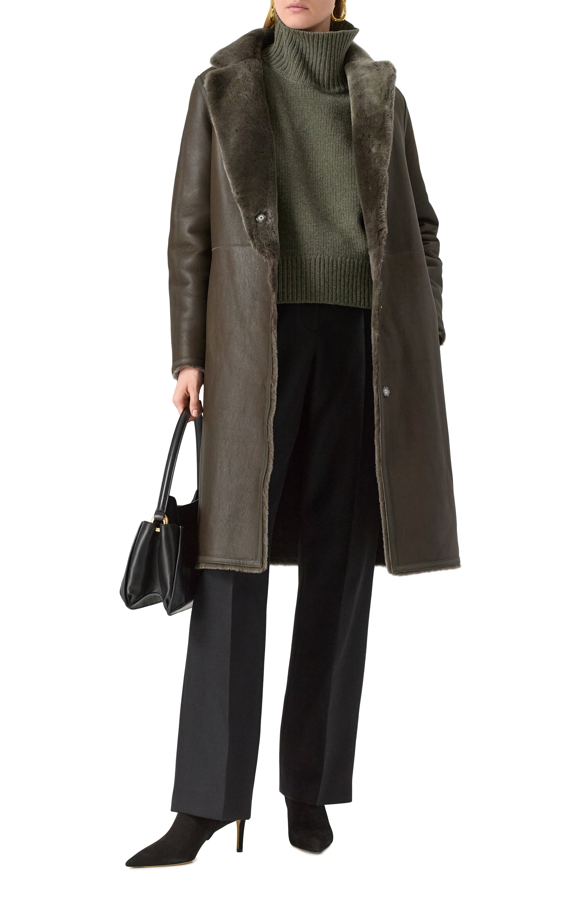 Шуба из овчины YVES SALOMON темно-серого цвета по цене 452500 руб., арт. 21WYM60504MESI, фото 2 Шуба из овчины YVES SALOMON, арт. 21WYM60504MESI, фото 2