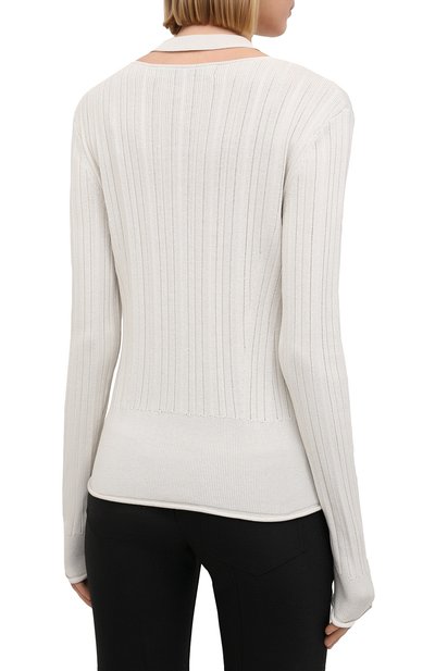 Кардиган из хлопка и шелка PROENZA SCHOULER WHITE LABEL светло-бежевого цвета по цене 47850 руб., арт. WL2117559-KS054, фото 4 Кардиган из хлопка и шелка PROENZA SCHOULER WHITE LABEL, арт. WL2117559-KS054, фото 4