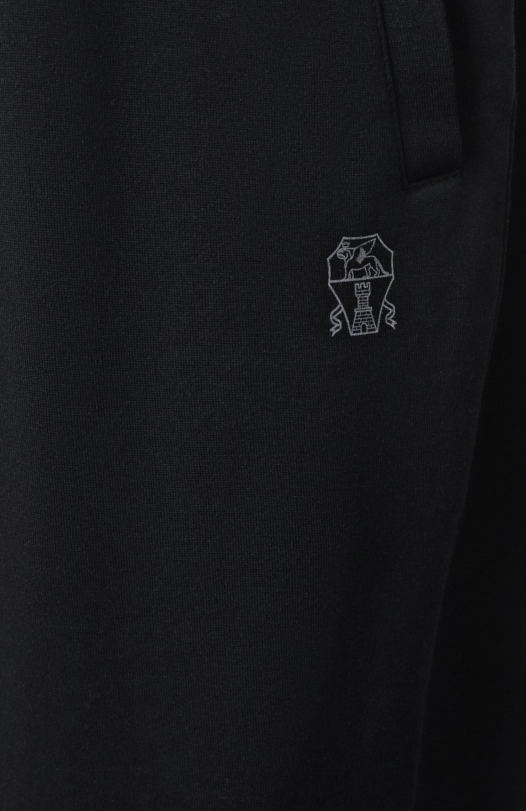 Мужские джоггеры из хлопка и кашемира BRUNELLO CUCINELLI черного цвета, арт. MM8313271W | Фото 6 (Длина (брюки, джинсы): Стандартные; Силуэт М (брюки): Джоггеры; Стили: Спорт-шик; Материал внешний: Хлопок)