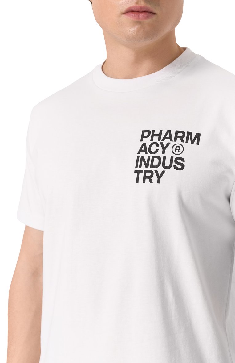 Мужская хлопковая футболка PHARMACY INDUSTRY белого ц�вета, арт. PHABM00172 | Фото 5 (Длина (для топов): Стандартные; Материал внешний: Хлопок; Рукава: Короткие; Стили: Кэжуэл; Принт: С принтом; Мужское Кросс-КТ: Футболка-одежда; Кросс-КТ: Джерси; Детали: Без декора; Автоматизация состава: Проставлено; Автоматизация ТО: Проставлено)