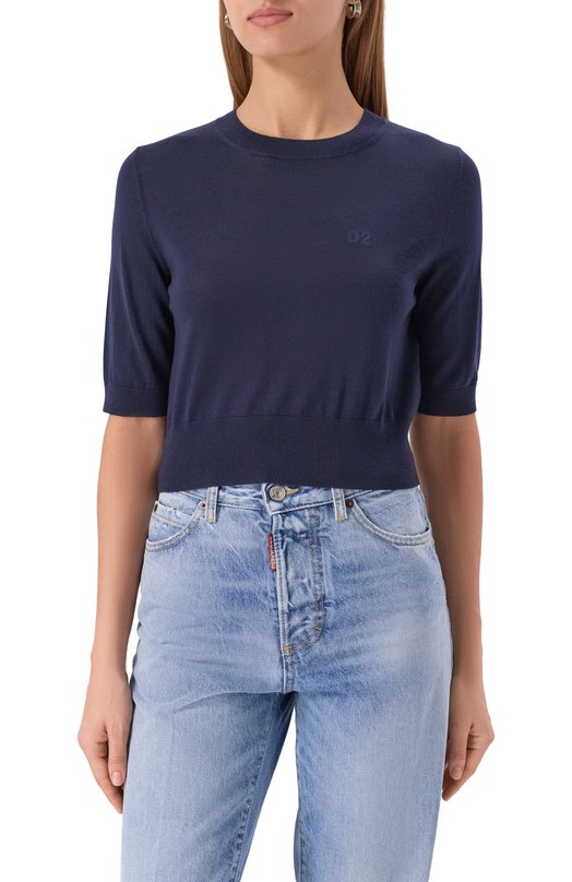 Шерстяной топ Dsquared2 S75HA1383/S18310 Синий  S75HA1383/S18310 Фото 3
