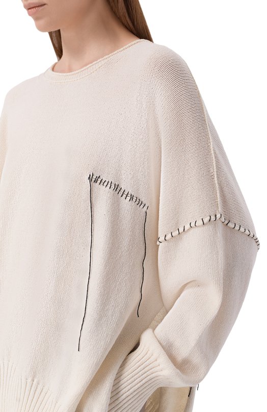 Пуловер из лиоцелла и хлопка Isabel Benenato DK410S26 Кремовый  DK410S26 Фото 5