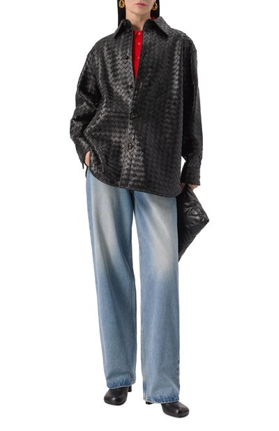 Кожаная рубашка BOTTEGA VENETA черного цвета по цене 1315000 руб., арт. 813044/V2JG0, фото 2 Кожаная рубашка BOTTEGA VENETA, арт. 813044/V2JG0, фото 2