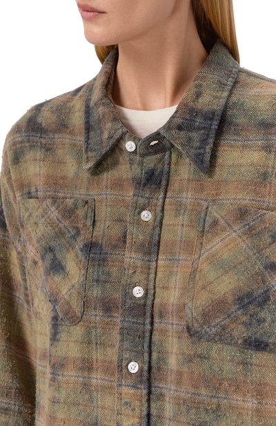 Хлопковая рубашка R13 хаки цвета по цене 69950 руб., арт. R13WR015-R656B_001, фото 5 Хлопковая рубашка R13, арт. R13WR015-R656B_001, фото 5