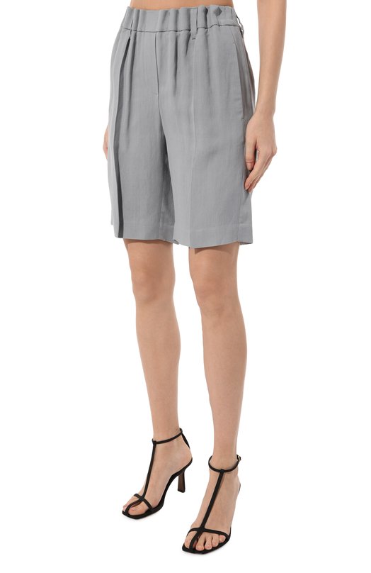 Шорты из вискозы и льна Brunello Cucinelli MH126B1365 Серый  MH126B1365 Фото 3