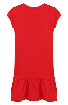 Детское хлопковое платье MOSCHINO красного цвета, арт. HDV07E/LDA12/10A-14A | Фото 2 (Материал внешний: Хлопок; Статус проверки: Проверена категория; Рукава: Короткие; Принт: С принтом; Девочки Кросс-КТ: Платье-одежда; Тематический товар: Teddy Bear; Материал сплава: Проставл�ено; Драгоценные камни: Проставлено; Случай: Повседневный; Ростовка одежда: 10 - 11 лет | 140 - 146см, 12 лет | 152 см)