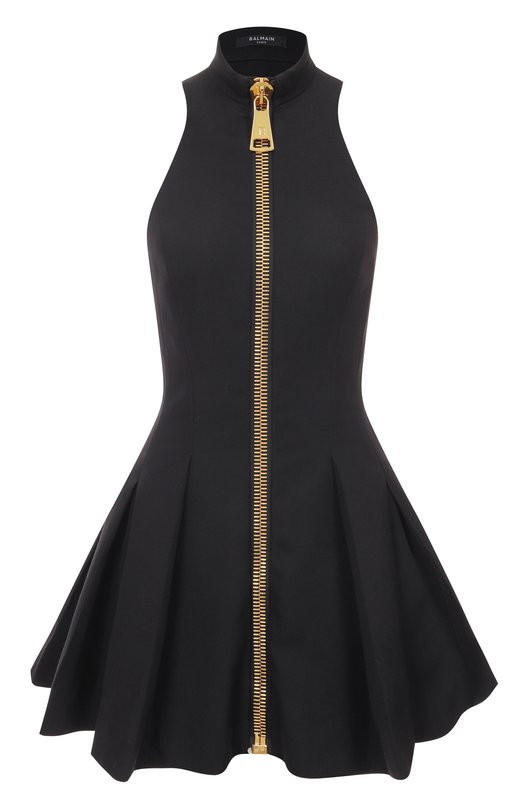 Шерстяное платье Balmain FF0R5158/WC09 Чёрный FF0R5158/WC09