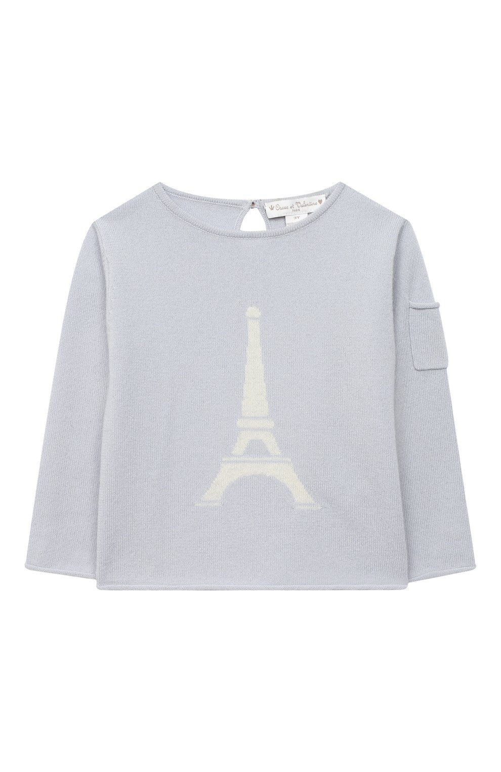 Кашемировый пуловер OSCAR ET VALENTINE голубого цвета по цене 21000 руб., арт. PUL01EIFFELM, фото 1 Кашемировый пуловер OSCAR ET VALENTINE, арт. PUL01EIFFELM, фото 1