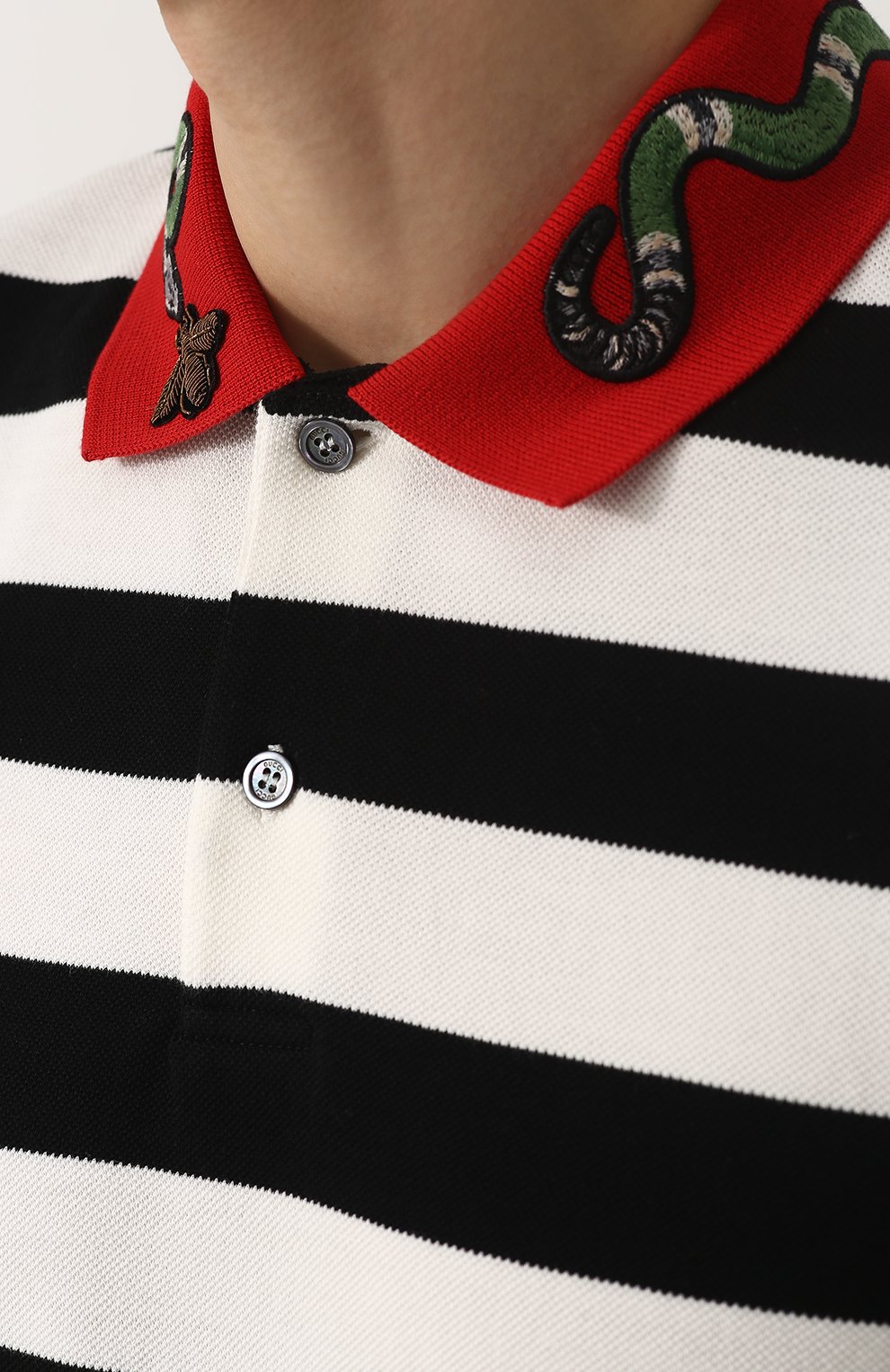 Хлопковое поло в контрастную полоску GUCCI, арт. 431039/X5B58, фото 5