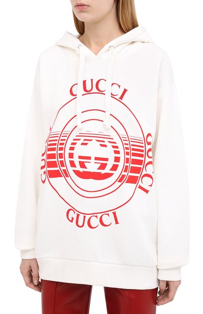 Хлопковое худи GUCCI белого цвета по цене 74050 руб., арт. 615061/XJCRR, фото 3 Хлопковое худи GUCCI, арт. 615061/XJCRR, фото 3