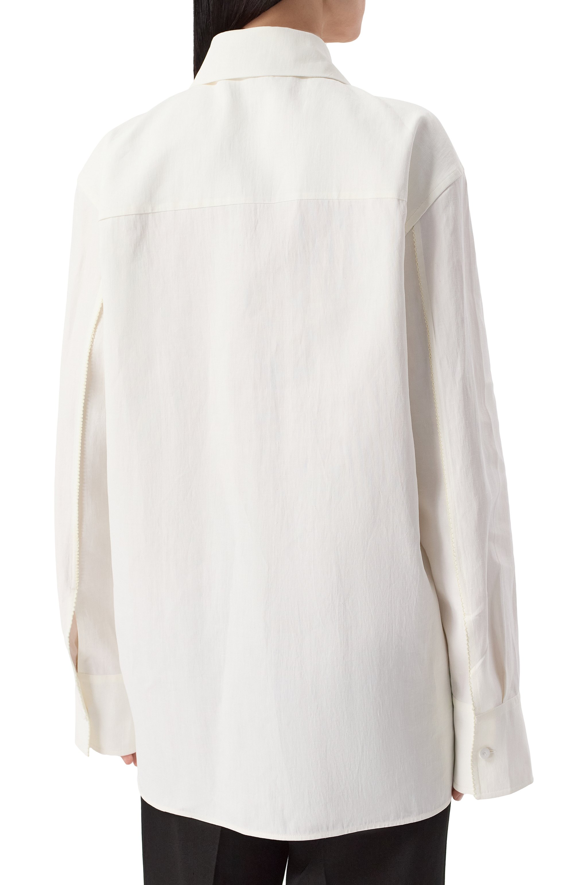 Льняная рубашка JIL SANDER белого цвета по цене 232000 руб., арт. J02DL0224-J60001, фото 4 Льняная рубашка JIL SANDER, арт. J02DL0224-J60001, фото 4