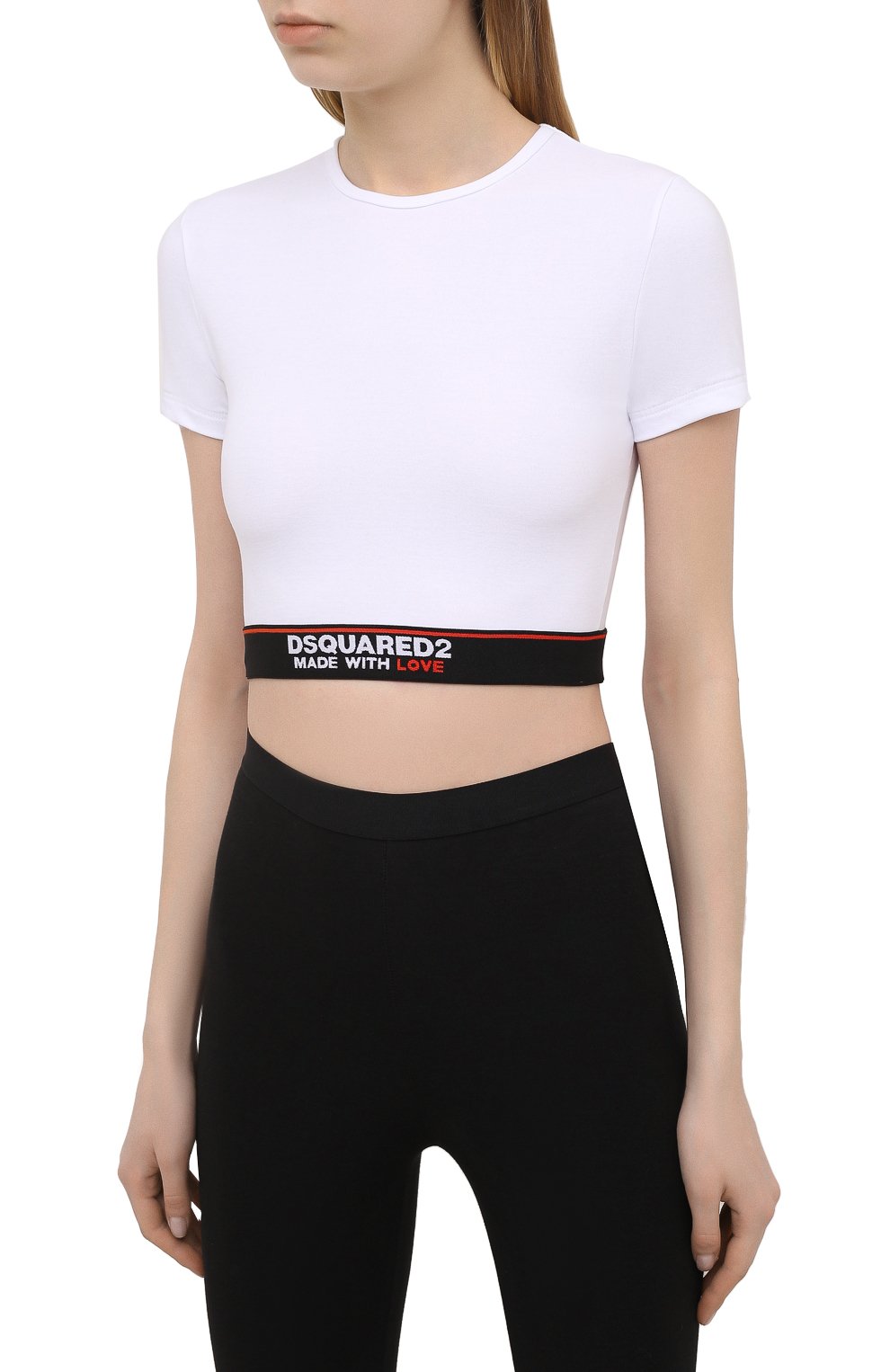 Хлопковый топ DSQUARED2 белого цвета по цене 16950 руб., арт. D8M263470, фото 3 Хлопковый топ DSQUARED2, арт. D8M263470, фото 3