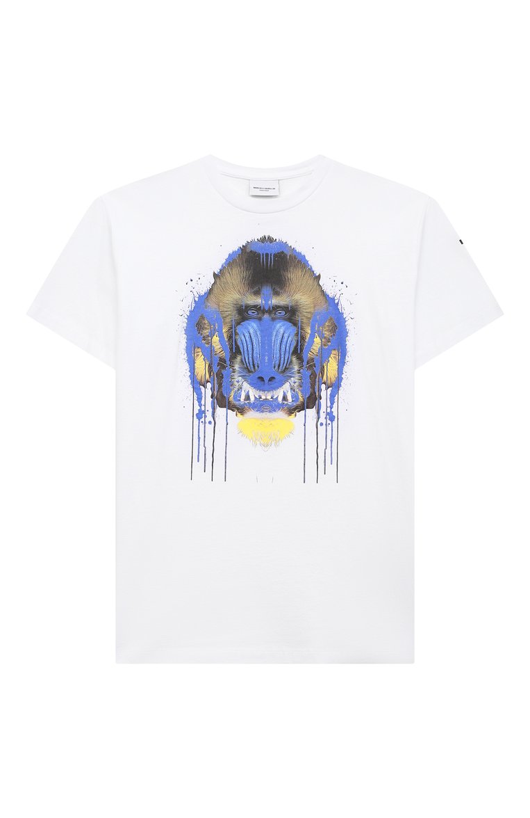 Детская хлопковая футболка MARCELO BURLON KIDS OF MILAN белого цвета, арт. 21E/B/MB/1102/0010/2-6Y | Фото 1 (Материал внешний: Хлопок; Рукава: Короткие; Региональные ограничения белый список (Axapta Mercury): RU, Не проставлено; Мальчики Кросс-КТ: Футболка-одежда; Драгоценные камни: Проставлено; Материал сплава: Проставлено; Нос: Не проставлено; Ростовка одежда: 6 лет | 116 см)