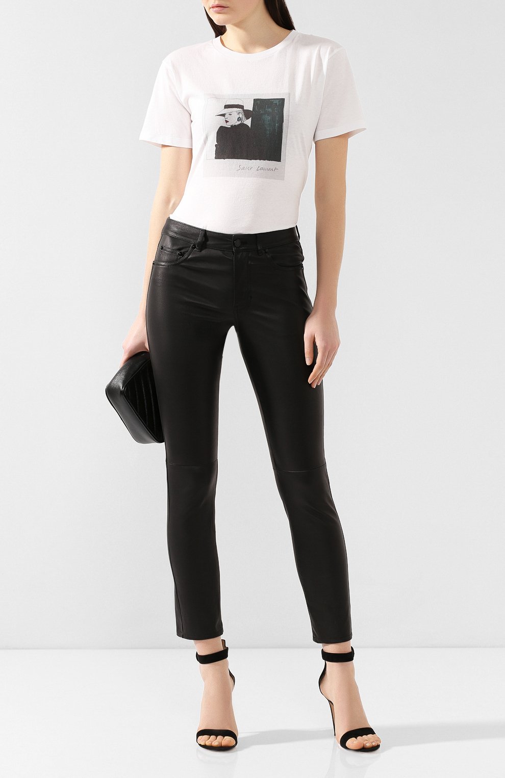 Хлопковая футболка SAINT LAURENT белого цвета по цене 44950 руб., арт. 551370/YBBG2, фото 2 Хлопковая футболка SAINT LAURENT, арт. 551370/YBBG2, фото 2