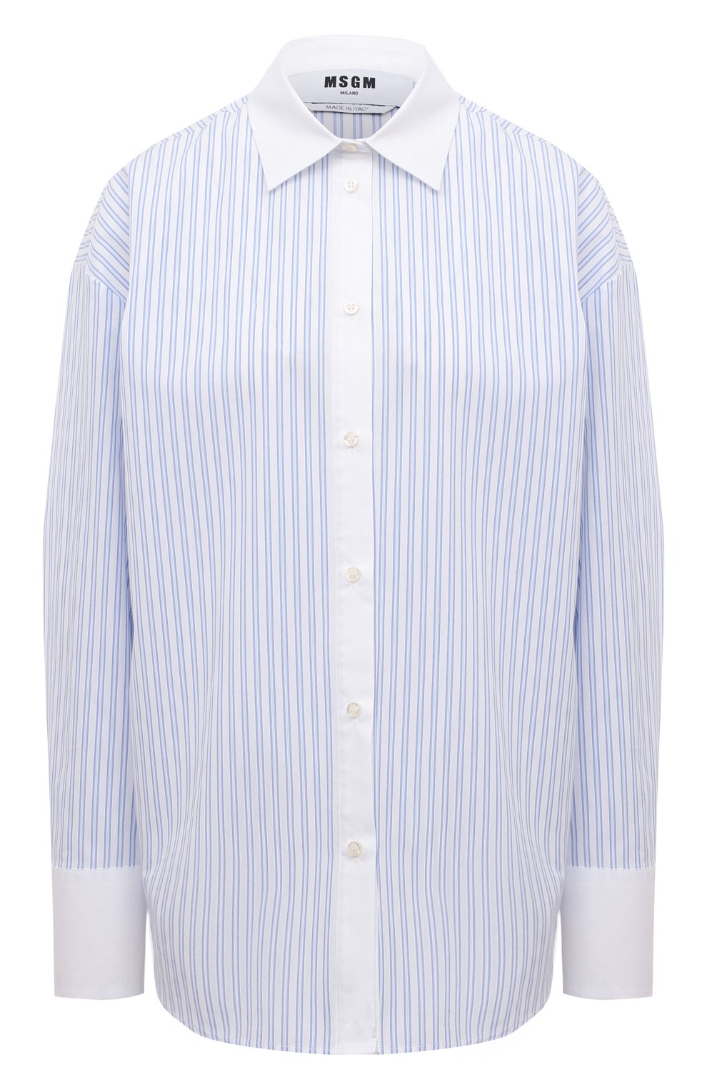 Хлопковая рубашка MSGM белого цвета по цене 35550 руб., арт. 3541MDE19XY/237618, фото 1 Хлопковая рубашка MSGM, арт. 3541MDE19XY/237618, фото 1