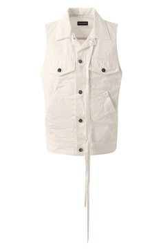 Женский джинсовый жилет ANN DEMEULEMEESTER белого цвета, арт. B0010181/FA559 | Фото 1 (Длина (верхняя одежда): Короткие; Материал подклада: Хлопок; Кросс-КТ: Деним; Материал внешний: Деним, Хлопок; Стили: Кэжуэл)