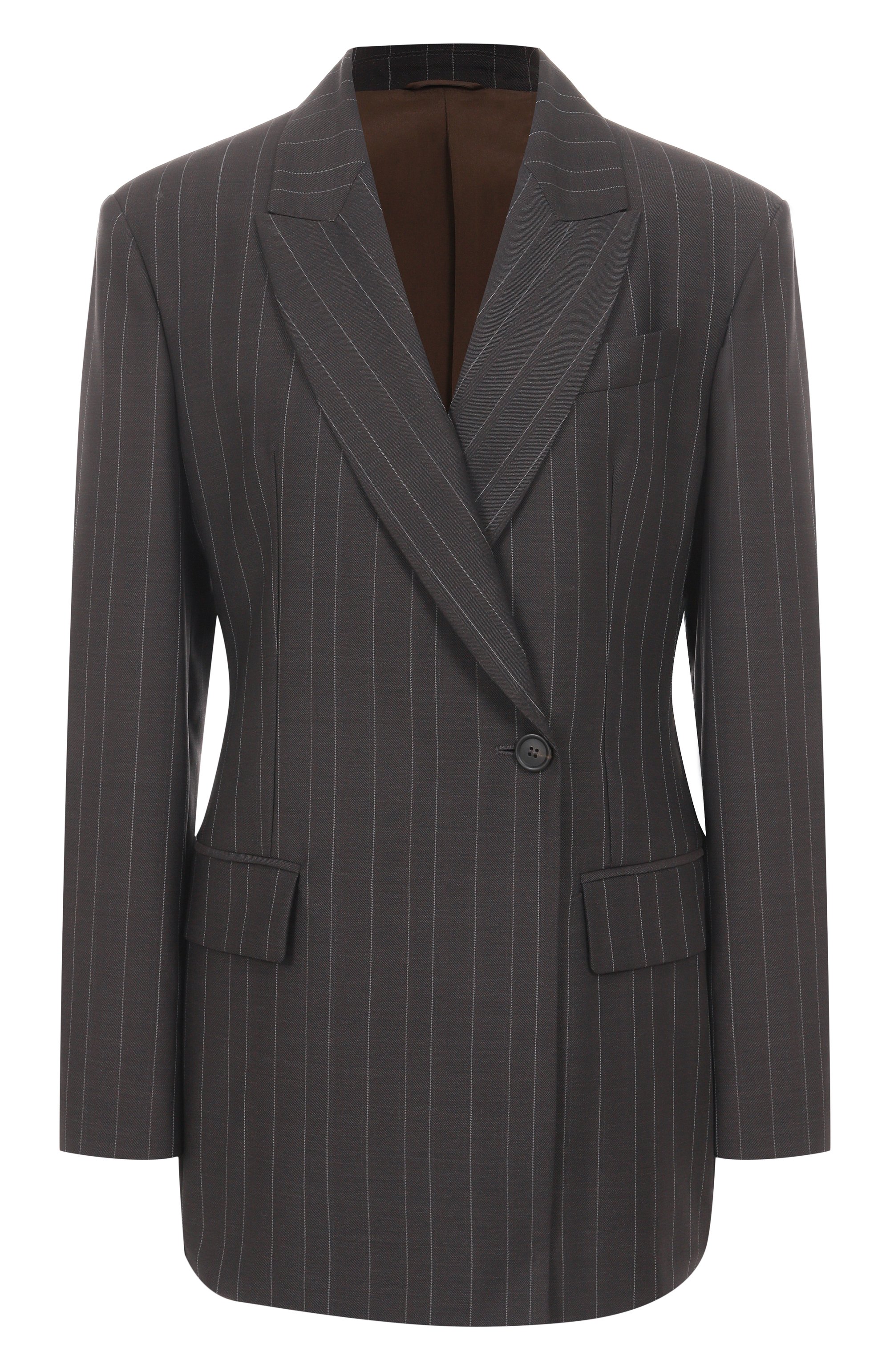 Шерстяной жакет BRUNELLO CUCINELLI темно-коричневого цвета по цене 514500 руб., арт. MB1467267P, фото 1 Шерстяной жакет BRUNELLO CUCINELLI, арт. MB1467267P, фото 1