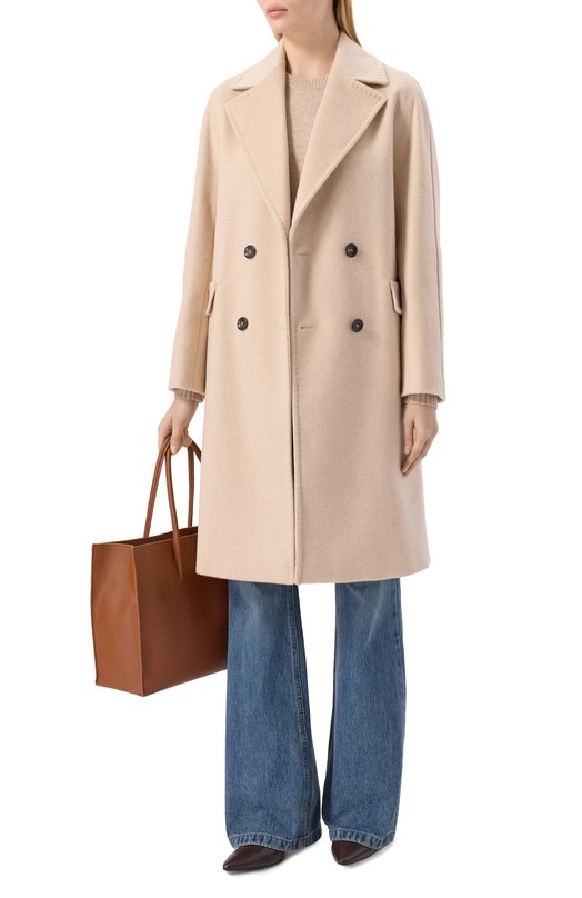 Пальто из шерсти и кашемира Max Mara Studio PANTE0N Бежевый  PANTE0N Фото 2
