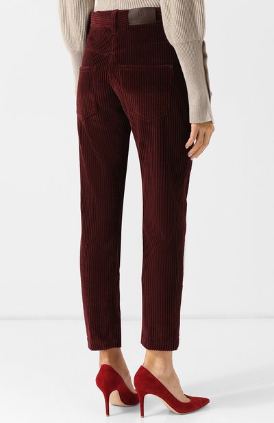 Вельветовые брюки BRUNELLO CUCINELLI бордового цвета по цене 95200 руб., арт. MA107P6846, фото 4 Вельветовые брюки BRUNELLO CUCINELLI, арт. MA107P6846, фото 4