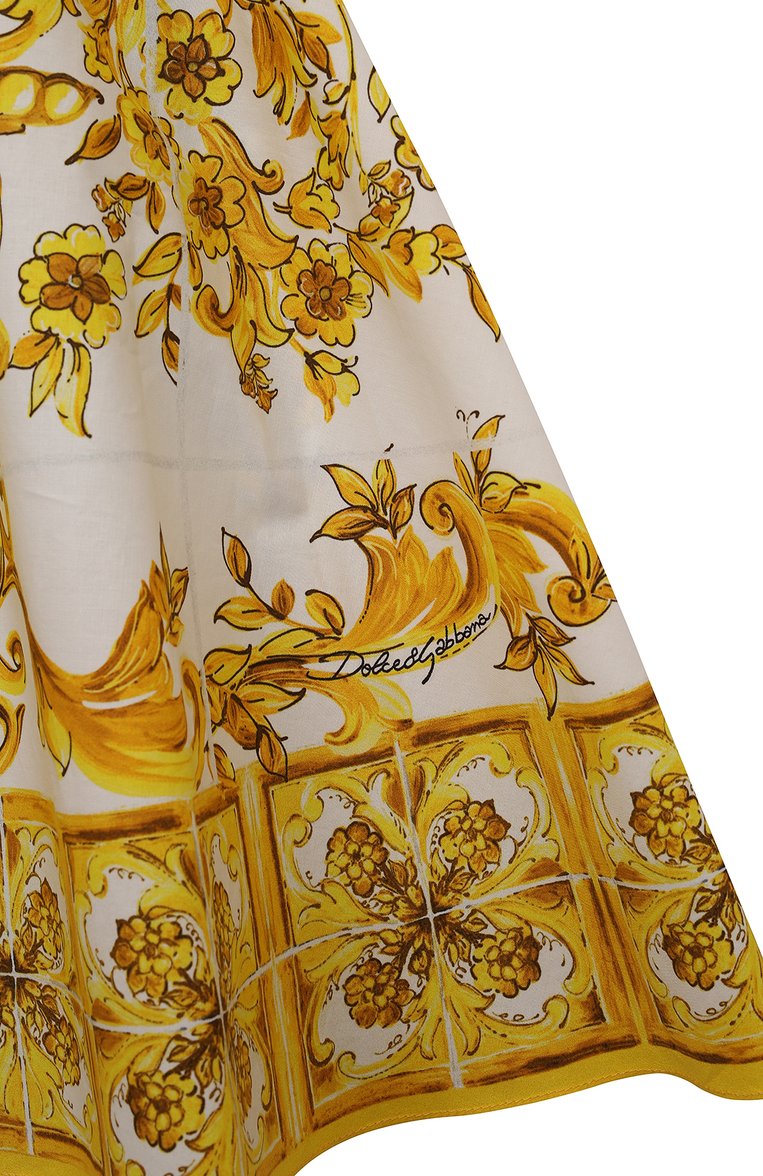 Женский комплект из платья и шорт DOLCE & GABBANA желтого цвета, арт. L23DI5/FI5JW | Фото 4 (Нос: Не проставлено; Материал внешний: Хлопок; Материал сплава: Проставлено; Ростовка одежда: 12 мес | 80 см, 6 мес | 68 см, 9 мес | 74 см)