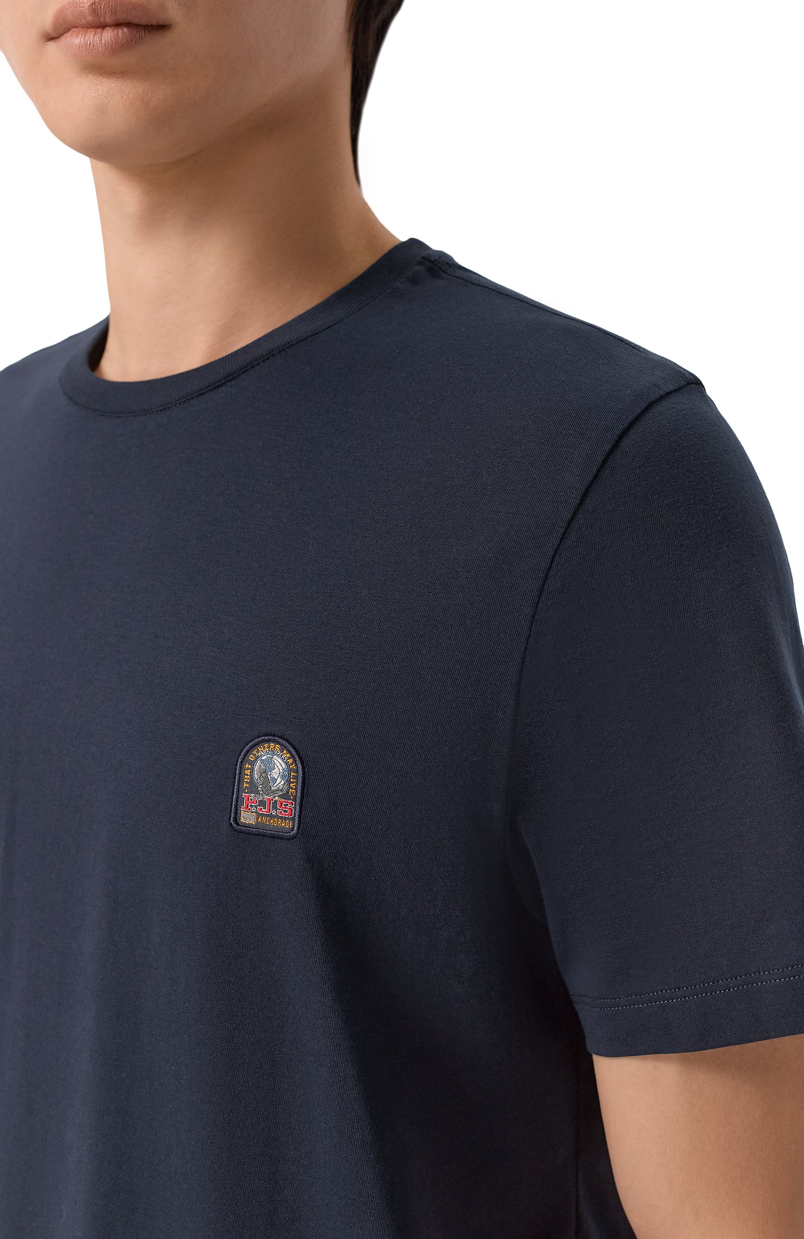 Хлопковая футболка PARAJUMPERS темно-синего цвета по цене 12950 руб., арт. 26WMPMTSER01, фото 5 Хлопковая футболка PARAJUMPERS, арт. 26WMPMTSER01, фото 5