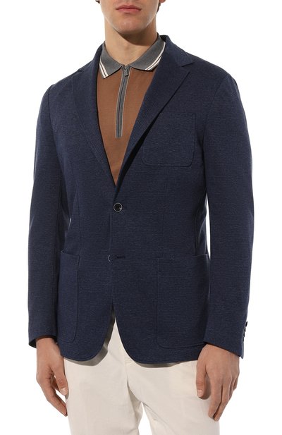Хлопковый пиджак CANALI темно-синего цвета по цене 117500 руб., арт. J0147/JJ02698, фото 3 Хлопковый пиджак CANALI, арт. J0147/JJ02698, фото 3