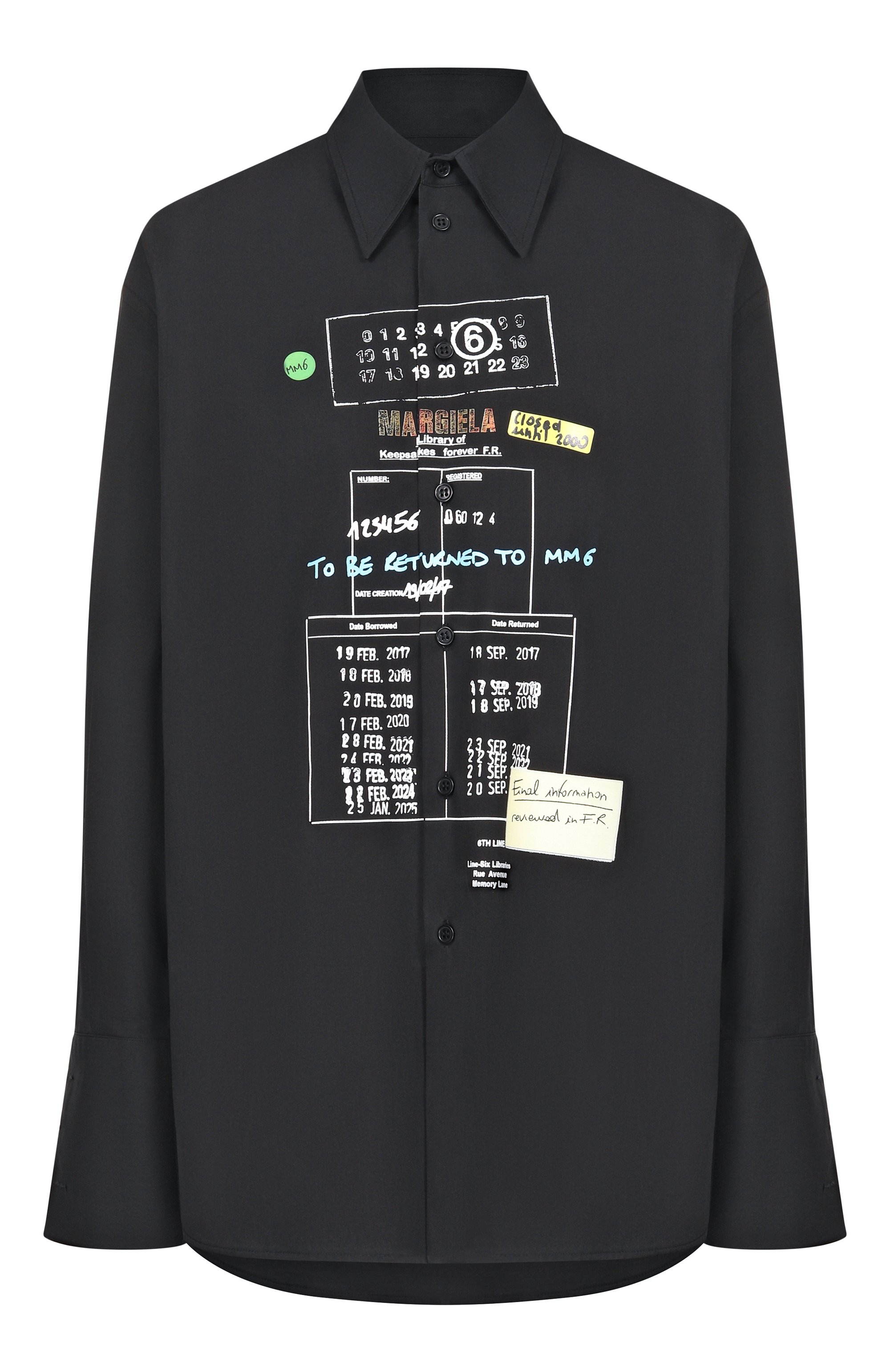 Хлопковая рубашка MM6 черного цвета по цене 99050 руб., арт. S52DL0237/M35480, фото 1 Хлопковая рубашка MM6, арт. S52DL0237/M35480, фото 1