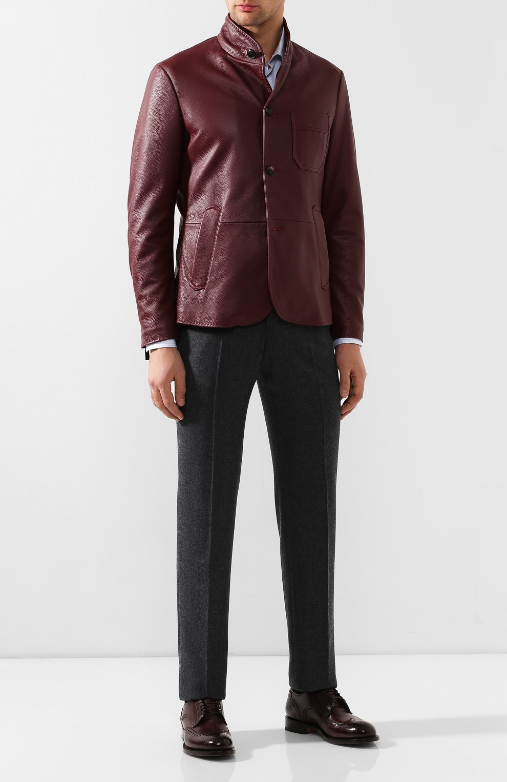 Кожаная куртка PAL ZILERI бордового цвета по цене 299500 руб., арт. P32PS747---B2182, фото 2 Кожаная куртка PAL ZILERI, арт. P32PS747---B2182, фото 2