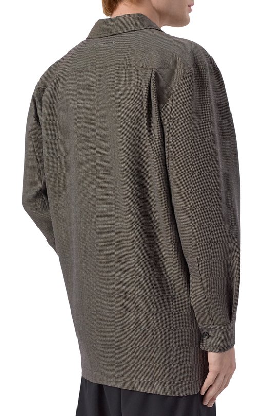 Шерстяная рубашка MM6 S62DA0064/M35636 Коричневый  S62DA0064/M35636 Фото 4