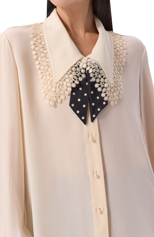 Шелковая блузка Valentino 8B3AB855/21B Бежевый  8B3AB855/21B Фото 5