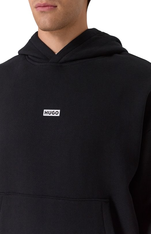 Хлопковое худи HUGO Blue 50510724 Чёрный  50510724 Фото 5