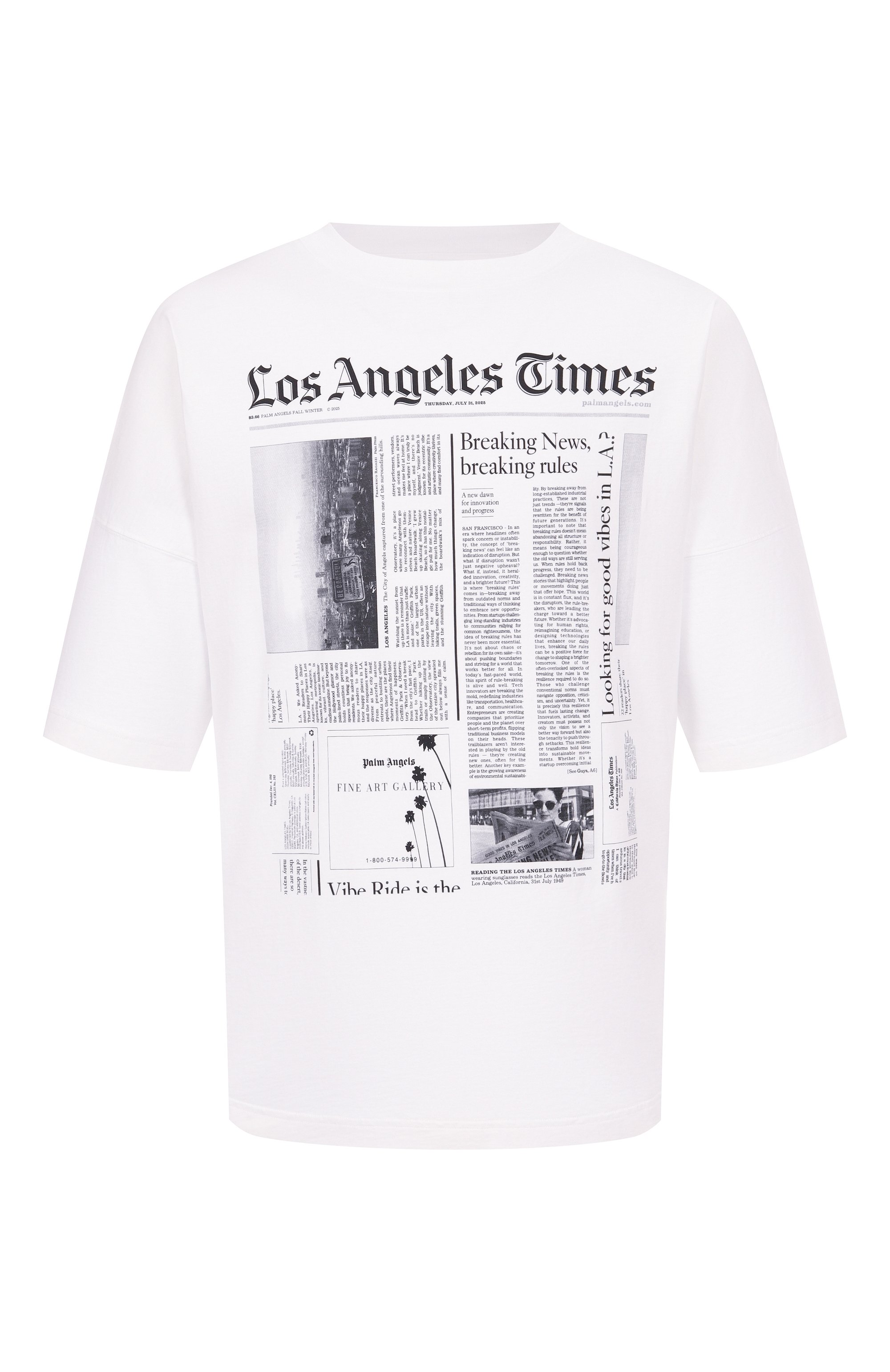 Хлопковая футболка PALM ANGELS, арт. PMAA10BF25JER002, фото 1