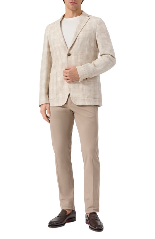 Пиджак изо льна и хлопка Zegna 1D7SG0/976704A9 Бежевый  1D7SG0/976704A9 Фото 3