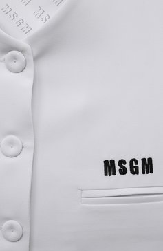 Детский жилет MSGM KIDS белого цвета, арт. S4MSJGVE157 | Фото 3 (Рукава: Короткие; Материал внешний: Синтетический материал; Материал сплава: Проставлено; Стили: Классический; Материал подклада: Синтетический материал; Драгоценные камни: Проставлено; Ростовка одежда: 6 лет | 116 см, 8 лет | 128 см, 10 - 11 лет | 140 - 146см, 12 лет | 152 см, 16 лет | 164 см)