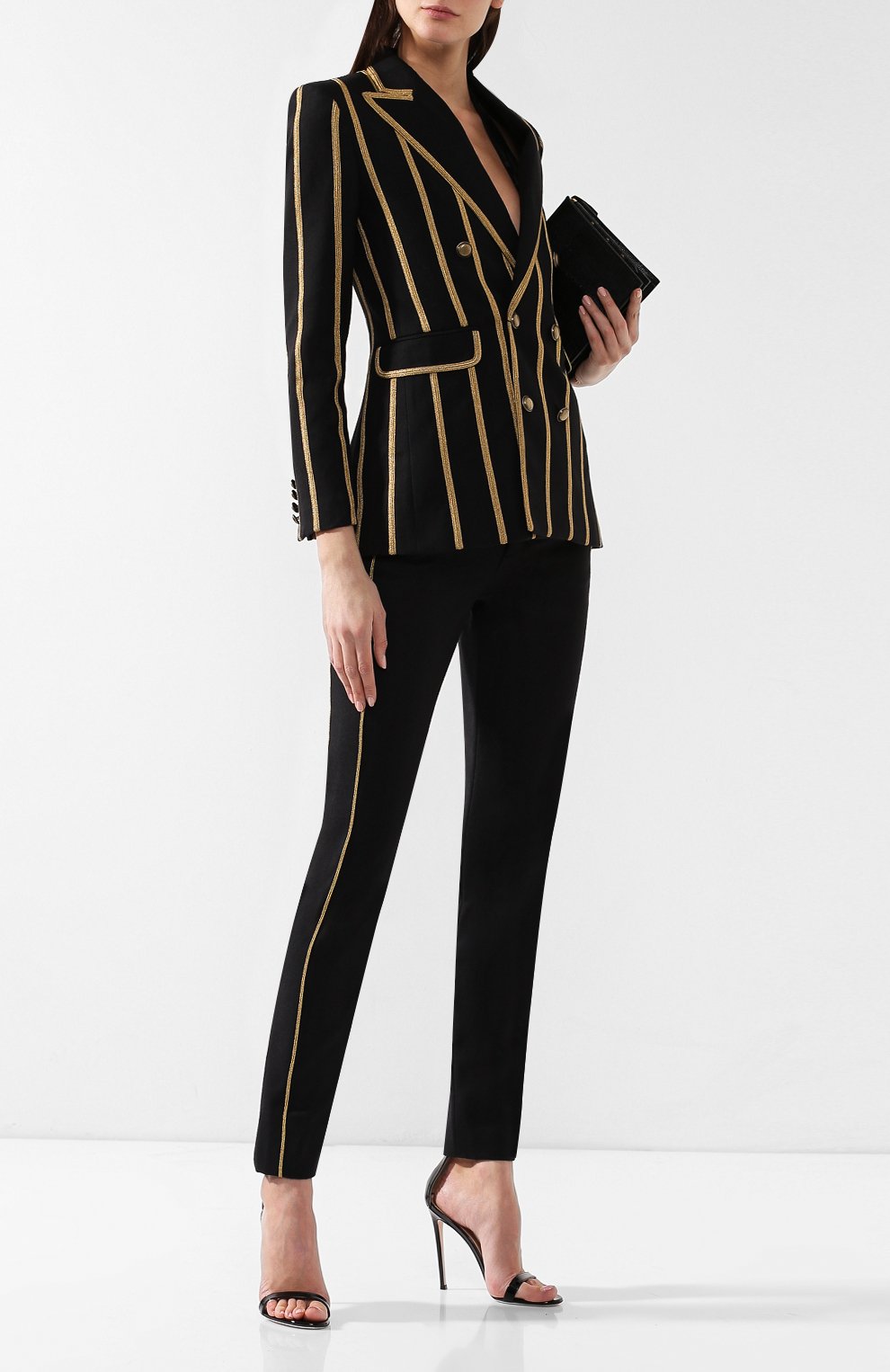 Шерстяные брюки SAINT LAURENT черного цвета по цене 96050 руб., арт. 558550/Y221W, фото 2 Шерстяные брюки SAINT LAURENT, арт. 558550/Y221W, фото 2