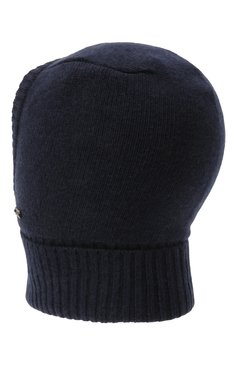 Детского шерстяная шапка-балаклава IL TRENINO темно-синего цвета, арт. CL 4101/VA | Фото 2 (Материал: Текстиль, Кашемир, Шерсть; Материал сплава: Проставлено; Нос: Не проставлено)